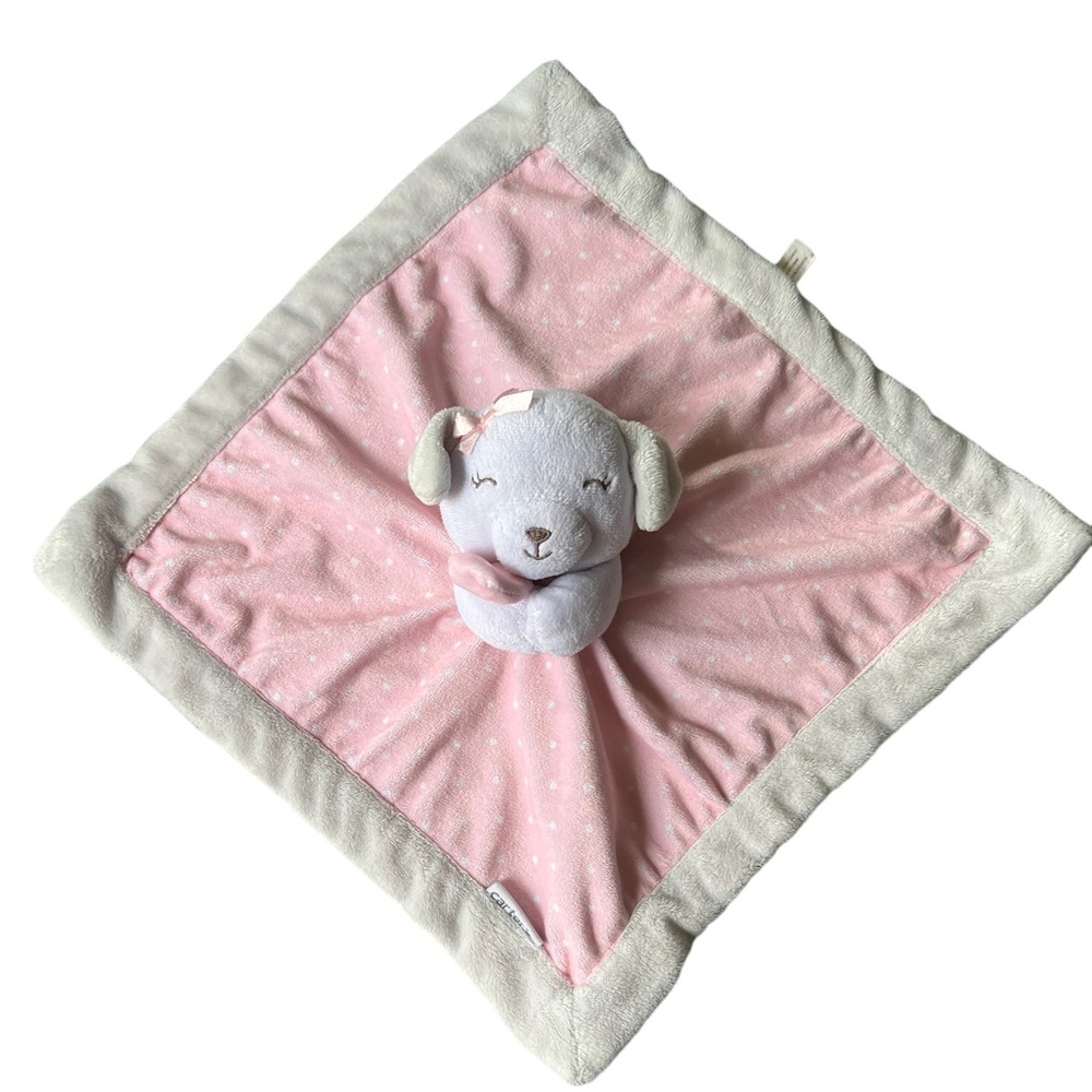 CARTERS LOVEE FOR BABIES PINK AND GRAY SUPER SOFT 13x13